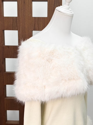 Faux Fur Off-Shoulder Top & Mini Skirt Two-Piece Set