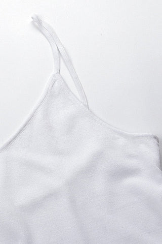 Knit Long Slip Dress with Spaghetti Straps