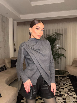 Wool Asymmetrical Long Sleeve Top