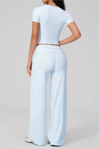 Soft Stretch Activewear Top & Wide Leg Pants Set