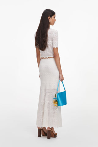 Pointelle Knit Short Sleeve Top & Long Skirt Set