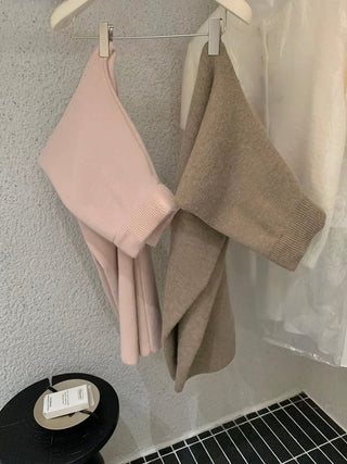 Zip-Up Knit Cardigan and Long A-Line Skirt Set