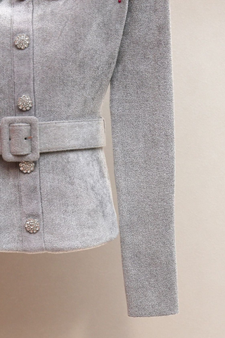 Elegant Velvet Off-Shoulder Top with Rhinestone Neckline and Belt