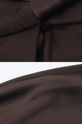 Satin High-Neck Mini Dress with Scarf Tie & Long Sleeves