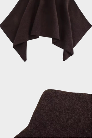Soft Wool-Blend Poncho Cape with High Neck and Draped Hem