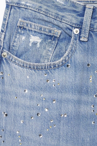 Wide-Leg Rhinestone Denim Pants