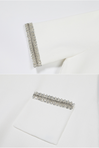 Long Sleeve Crystal Pocket Detail Short Sleeve Knit Mini Dress