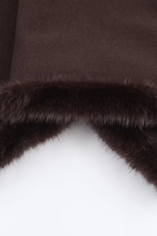 Premium Fur-Trim Cape Poncho with Relaxed Draped Cut
