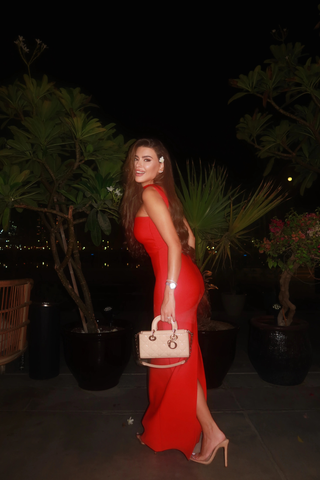 Sleek Bandage Back Slit Long Dress