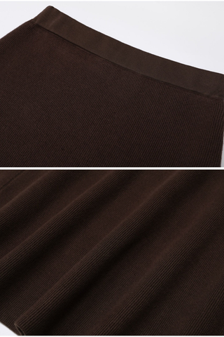 Embellished Pearl and Rhinestone Knit Cardigan with Matching Flared Midi Skirt Set