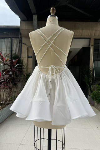 Backless Crisscross V-Neck Flared Mini Dress