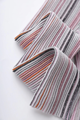 Rib Knit Long-Sleeve Top Paired with Long Skirt Set