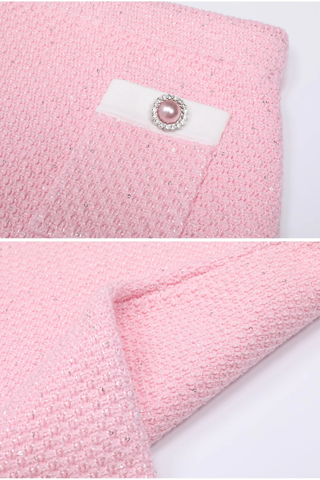 Knitted Sequin Floral Embellished Cardigan and High-Waist Pencil Skirt Set