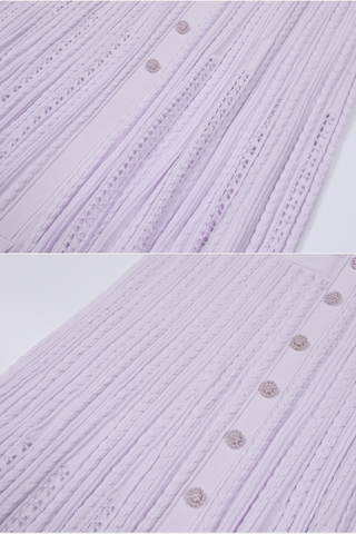 Elegant Sleeveless Textured Knit Long Dress with Button Front and Fitted Waistline