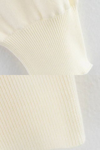 Ivory Knitted Cardigan and Mini Skirt Set with Statement Silver Buttons