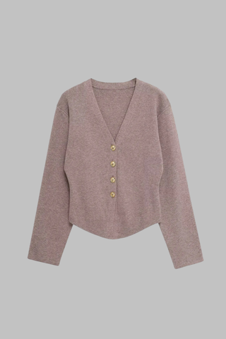 Ribbed Knit V-Neck Cardigan & Wide-Leg Pants Lounge Set – Soft Stretch Knit, Long Sleeves, Relaxed Fit