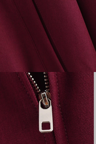 Burgundy Oversized Jacket and Bubble Skirt Set
