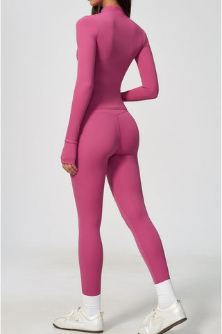 Zip-Up Active Jacket, Bandeau Top & High-Waist Leggings Set
