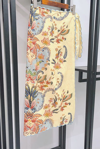 Embroidered Floral Short Sleeve Top & Wrap Midi Skirt Set