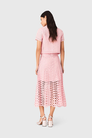 Crochet Button-Up Shirt with Rhinestone Details
