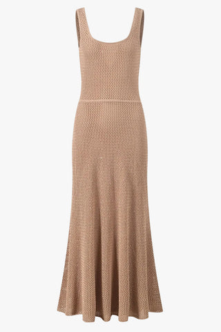 Sunlit Escape Sleeveless Open Knit Long Dress