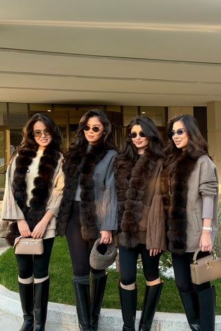 Faux Fur Trim Cable Knit Long Cardigan