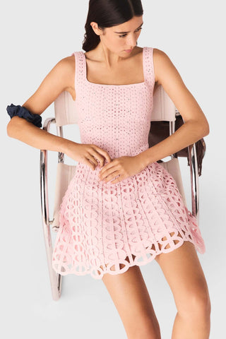 Crystal Embellished Crochet Knit Fit & Flare Mini Dress