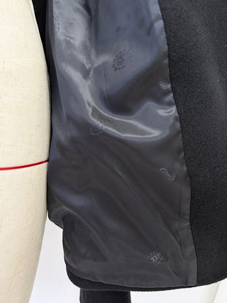 Wool-Blend Belted Short Coat with Oversized Lapel Collar