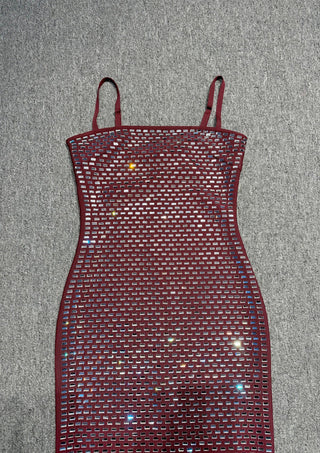 Crystal Bandage Long Dress – Spaghetti Straps, Body-Hugging Fit