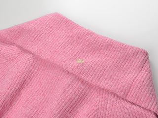 Oversized Collar Ribbed Knit Zip-Up Sweater
