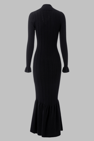 Elegant Ribbed Knit Long Dress