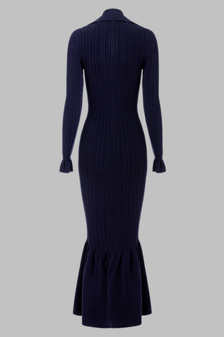 Elegant Ribbed Knit Long Dress