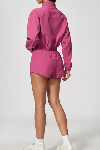 Cropped Zip-Up Jacket & High-Waisted Shorts Set