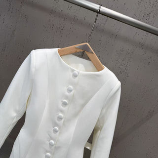 Sculpted Waist Button-Front Blazer Mini Dress