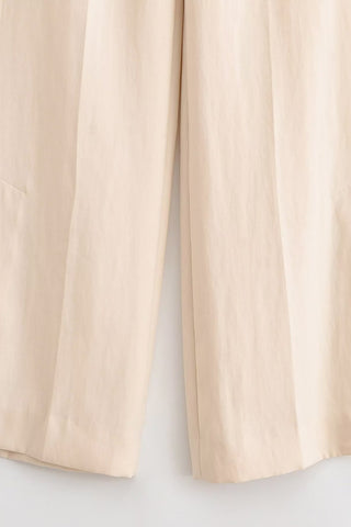Asymmetric Fringe Halter Top & Wide-Leg Pants Set