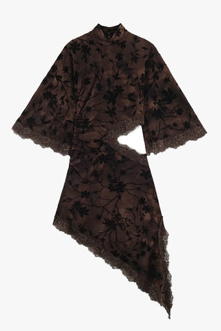 Floral Velvet Lace Cutout Mini Dress