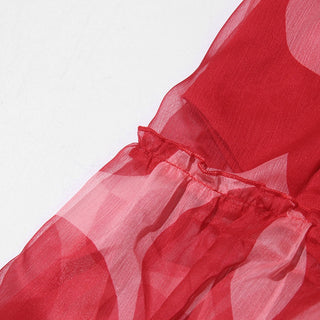 Sleeveless Halter Neck Open-Back Printed Chiffon Long Dress with Ruffle Hem