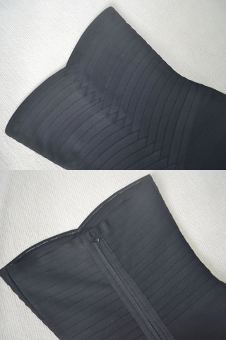 Strapless Bandage Midi Dress with Sculpted Sweetheart Neckline and Bodycon Fit