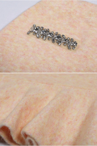 Crystal-Embellished Soft Wool Set – Cropped Jacket and Ruffled Mini Skirt