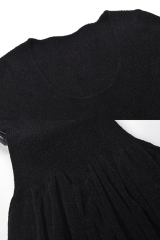 Knitted Long Sleeve Flared Dress with Belt – Soft Winter Knit Mini Dress