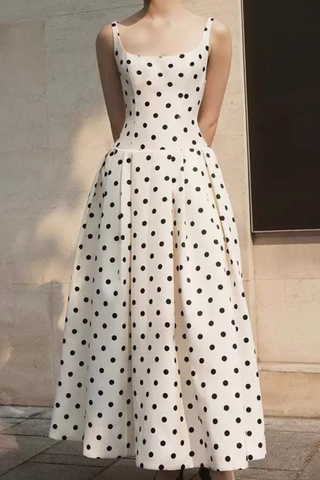 Breeze Polka  Vintage Glam Fit  Flare Long Dress