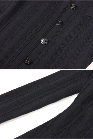 Long Sleeve Knitted Midi-Long Button Dress with Pocket Detail