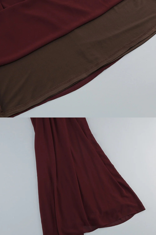 Sleeveless Velvet Corset Long Dress with Mesh Straps & Draped Chiffon Skirt