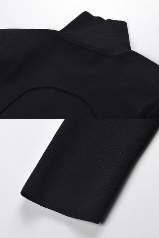 High-Neck Long Sleeve Backless Bodycon Long Dress