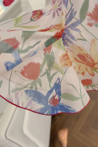 Floral Chiffon Mini Dress with Ruched Bust, Fit-and-Flare Skirt, and Inner Shorts