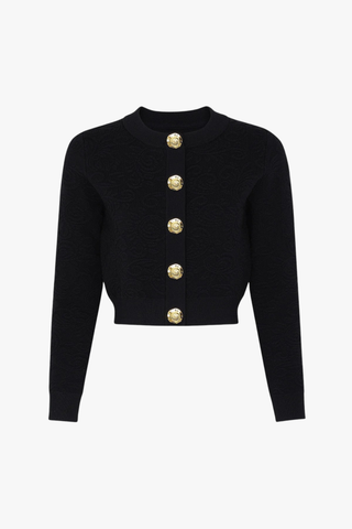 Textured Knit Button Cardigan & Midi Skirt Set