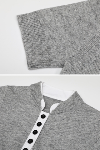 Chic Knit Contrast Panel Top & Midi Skirt Set