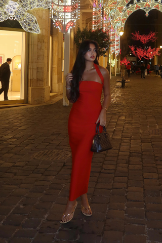 Sleek Bandage Back Slit Long Dress