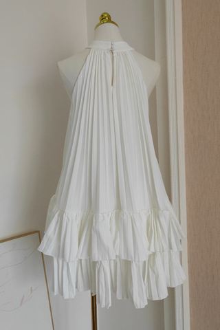 Roselyn Pleated Ruffle Halter Mini Dress