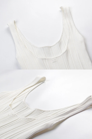 Sleeveless Ribbed Knit Peplum Tank Top with Double Ruffle Hem